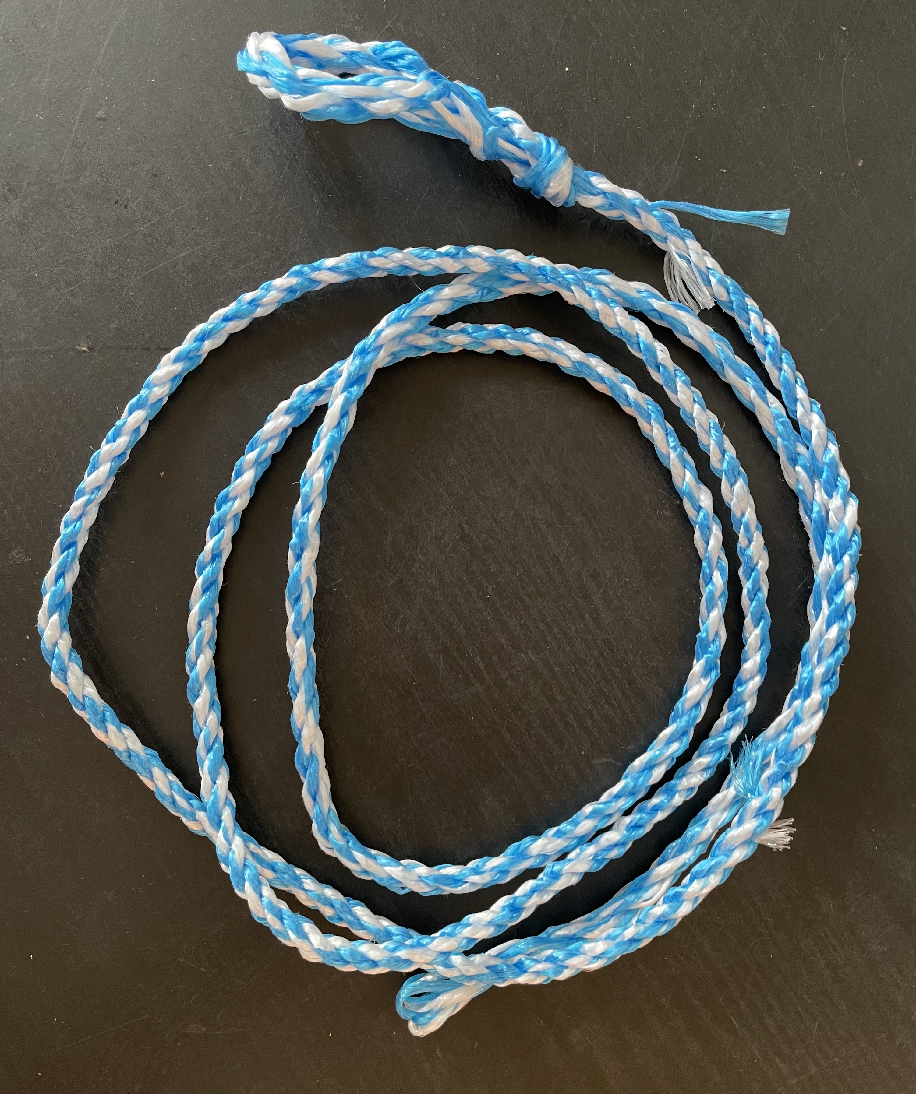 Gerüststrick Bindestrick 2,5m, Perlon blau/weiß